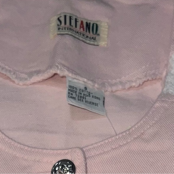 NWT RARE! 🎀 Vintage Fashion Bug Pink Denim White Lace Button Down Jacket Small - Picture 4 of 8